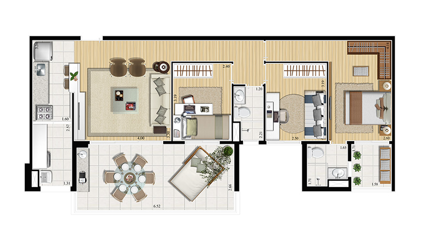 TIPO - 3 Dorm - 100,56 m²